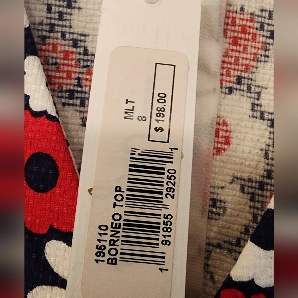 TRINA TURK The Borneo Vnevk Floral Top In Red/Wht/Blue Size 8 - Picture 12 of 13